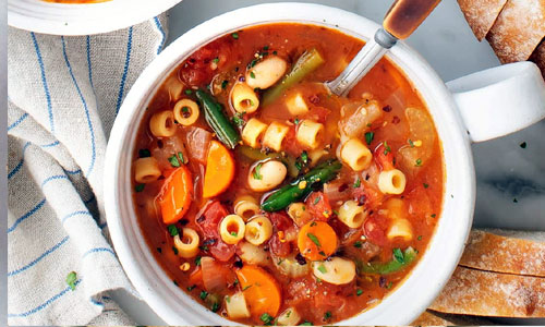 A warm bowl of rich Minestrone Soup